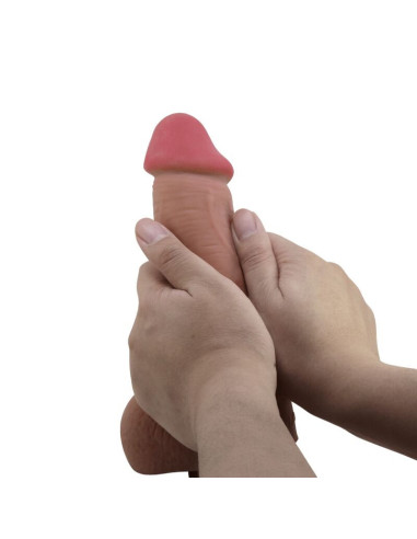 PRETTY LOVE - SLIDING SKIN SERIES REALISTIC DILDO WITH SLIDING SKIN SUCTION CUP BROWN 23.4 CM