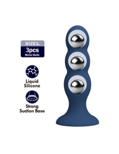 MR PLAY - ANAL PLUG WITH METAL BALLS AND SUCTION CUP BLUE 2