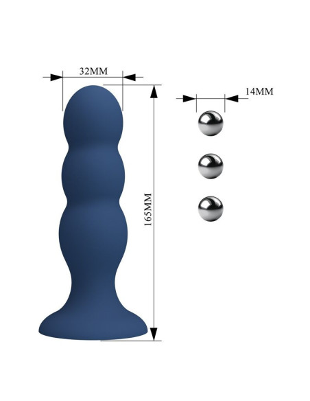 MR PLAY - ANAL PLUG WITH METAL BALLS AND SUCTION CUP BLUE