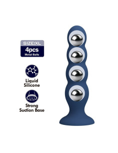 MR PLAY - ANAL PLUG WITH 4 METAL BALLS AND SUCTION CUP BLUE 2