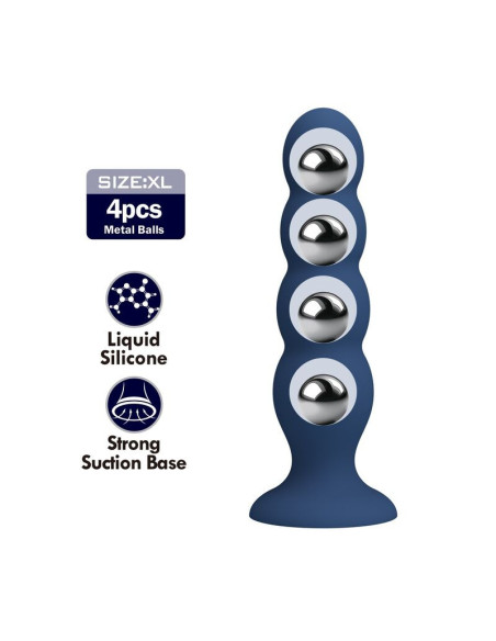 MR PLAY - ANAL PLUG WITH 4 METAL BALLS AND SUCTION CUP BLUE