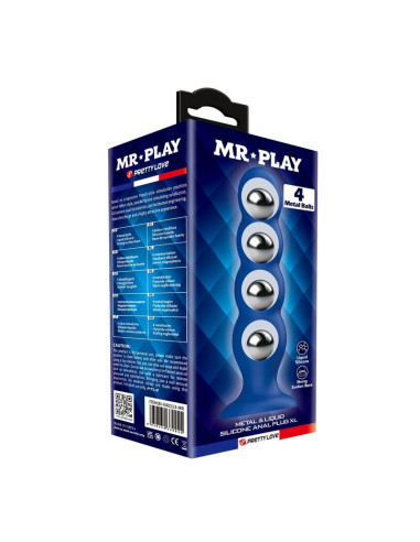 MR PLAY - ANAL PLUG WITH 4 METAL BALLS AND SUCTION CUP BLUE