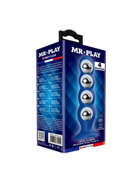 MR PLAY - ANAL PLUG WITH 4 METAL BALLS AND SUCTION CUP BLUE