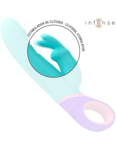 INTENSE - MONICA RABBIT VIBRATORIUS ŽIEDAS SU BESISUKANČIU G-SPOT STIMULIATORIUMI, MĖLYNAS