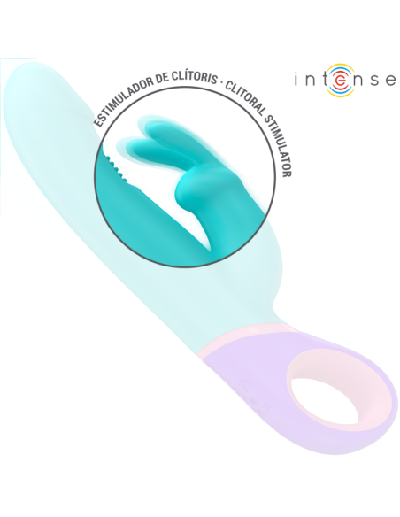 INTENSE - MONICA RABBIT VIBRATORIUS ŽIEDAS SU BESISUKANČIU G-SPOT STIMULIATORIUMI, MĖLYNAS