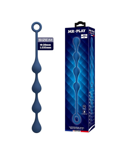 MR PLAY - BLUE SILICONE ANAL BEADS SIZE M 33 CM