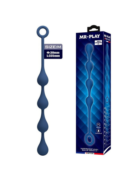 MR PLAY - BLUE SILICONE ANAL BEADS SIZE M 33 CM