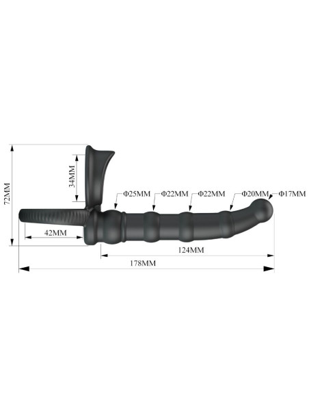 PRETTY LOVE - TATUM VIBRATING PENIS RING WITH PLUG 10 VIBRATIONS BLACK