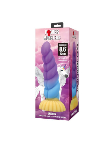 POWER MONSTERS - UNICORN TRICOLOR FANTASY SILICONE DILDO 22 CM Ø 5 CM