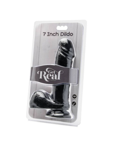 GET REAL - 18 cm dildo su kamuoliukais, juodas