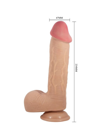 PRETTY LOVE - SLYDANČIOS ODOS SERIJOS REALISTIŠKAS DILDO SU SLYDANČIA ODOS SIURTUKU, 23,4 CM