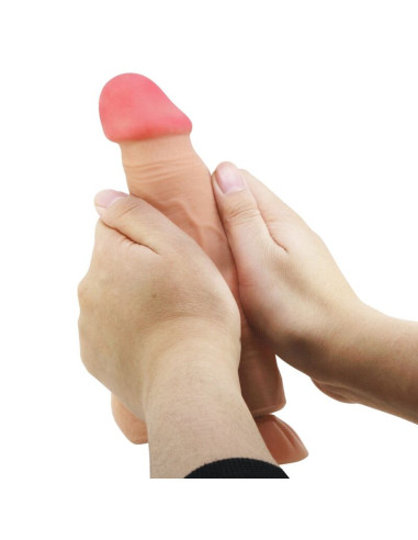 PRETTY LOVE - SLYDANČIOS ODOS SERIJOS REALISTIŠKAS DILDO SU SLYDANČIA ODOS SIURBTUKU, NUOTOLINIO VALDYMO PULTELIU, 21,8 CM