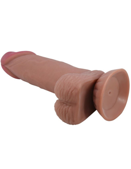 PRETTY LOVE - SLYDANČIOS ODOS SERIJOS REALISTIŠKAS DILDO SU SLYDANČIU RUDOS SPALVOS ODOS SIURTUKU 19,4 CM