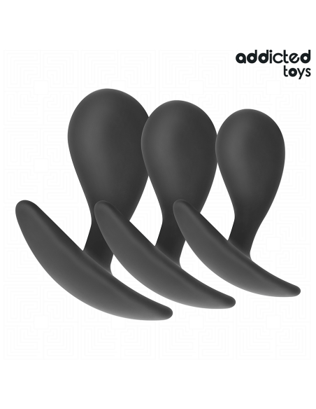 ADDICTED TOYS - 3 ANALINIŲ KAMŠČIŲ RINKINYS, SILIKONINIS, 3 MODELIO