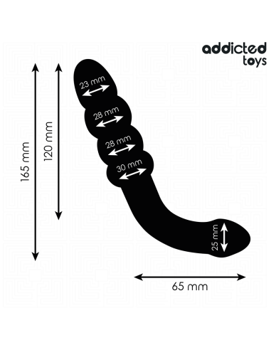 ADDICTED TOYS - Dvigubas analinis masažuoklis iš silikono 16,5 cm