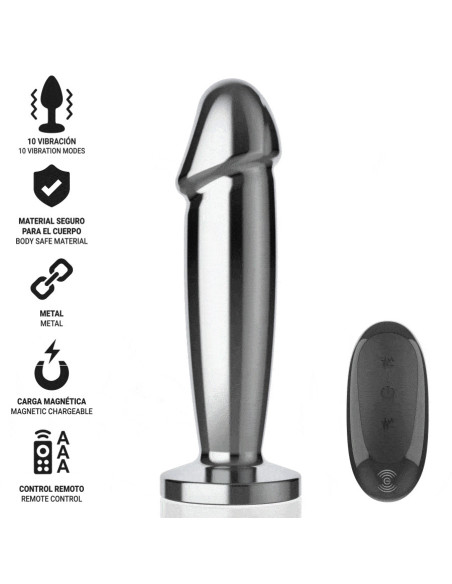 INTENSE - ANAL PLUG 10 VIBRATIONS METAL DILDO WITH REMOTE CONTROL M