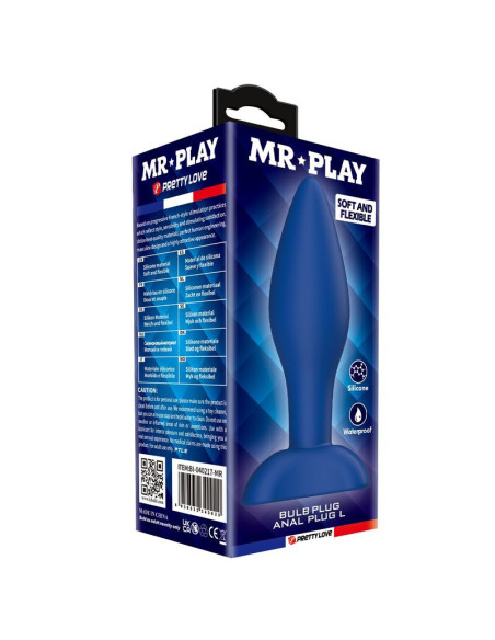 MR PLAY - TAPERED SILICONE ANAL PLUG BLUE L