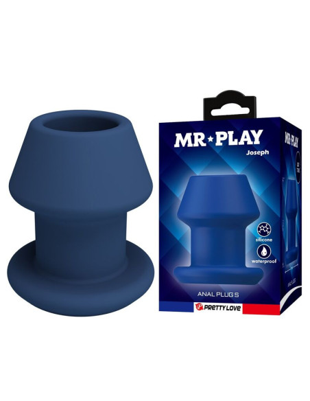 MR PLAY - JACK BLUE SILICONE HOLLOW ANAL PLUG SIZE S