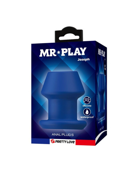 MR PLAY - JACK BLUE SILICONE HOLLOW ANAL PLUG SIZE S