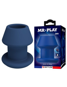 MR PLAY - JACK BLUE SILICONE HOLLOW ANAL PLUG SIZE M