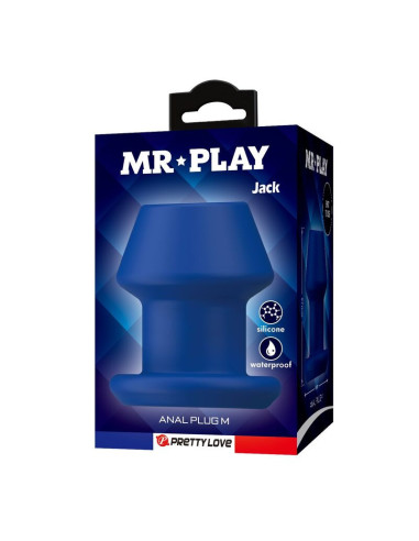 MR PLAY - JACK BLUE SILICONE HOLLOW ANAL PLUG SIZE M
