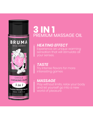 BRUMA - aukščiausios kokybės masažinė kramtomoji guma su HOT aliejumi 3 viename - 100 ml