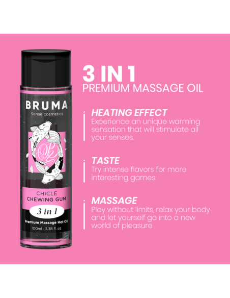 BRUMA - aukščiausios kokybės masažinė kramtomoji guma su HOT aliejumi 3 viename - 100 ml