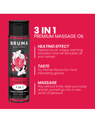 BRUMA - PREMIUM MASSAGE HOT OIL STRAWBERRY 3 IN 1 - 100 ML