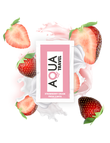 AQUA TRAVEL - BRAŠKIŲ KREMO SKONIO VANDENS PAGRINDU PAGAMINTAS LUBRIKANTAS 6 ML