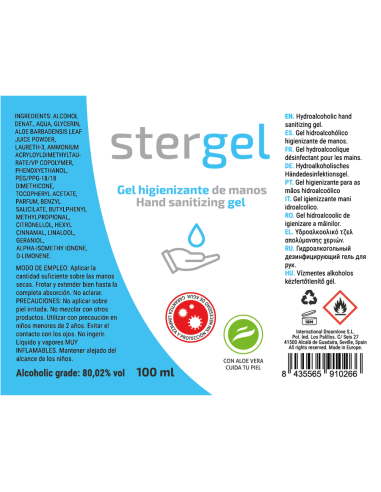 STERGEL - hidroalkoholinis rankų dezinfekavimo gelis su alaviju, 100 ml