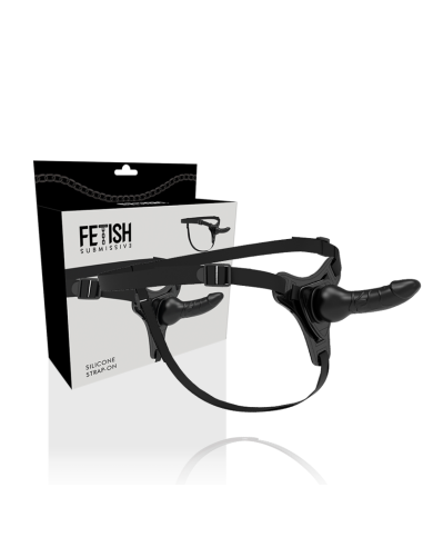 FETISH SUBMISSIVE HARNESS - JUODAS SILIKONINIS REALISTINIS 16 CM