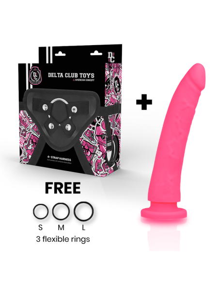 DELTA CLUB - TOYS HARNESS DONG PINK SILICONE 17 CM -O- 3 CM