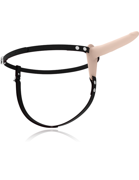 FETISH SUBMISSIVE HARNESS - FLESH SILICONE VIBRATOR 15 CM