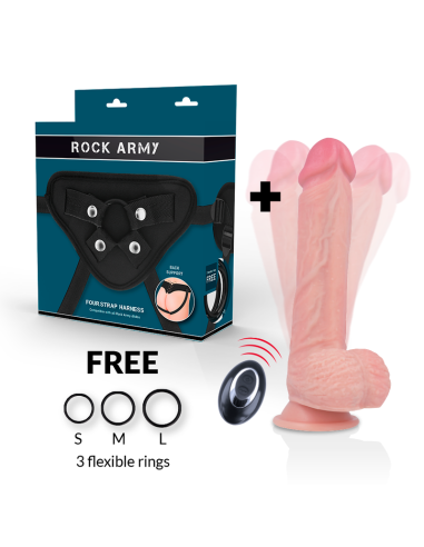 ROCKARMY - SKYSTO SILIKONINIO VIBRAVIATORIAUS DIRŽAS, PREMIUM APACHE, NUOTOLINIO VALDYMO PULTELIS, 20,5 CM - O - 4,62 CM