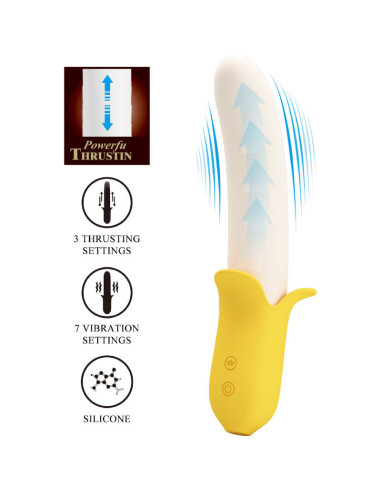 PRETTY LOVE – BANANA GEEK SUPER POWER 7 VIBRACIJOS AUKŠTYN IR ŽEMYN, JUODA SILIKONINĖ