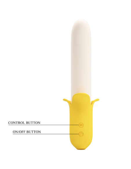 PRETTY LOVE – BANANA GEEK SUPER POWER 7 VIBRACIJOS AUKŠTYN IR ŽEMYN, JUODA SILIKONINĖ