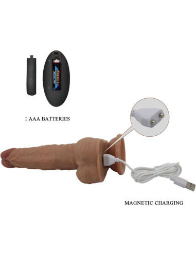 PRETTY LOVE - JONATHAN SILIKONINIS DILDO 3 VIBRACIJOS, 3 ĮDĖJIMO MATMENYS, NUOTOLINIO VALDYMO PULTAS, 21 CM