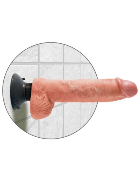 KING COCK - 25,5 CM VIBRUOJAMAS PADAŽAS SU KIUKULIAIS