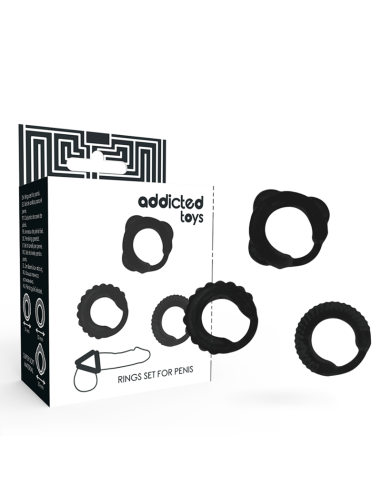 ADDICTED TOYS - C ŽIEDŲ RINKINYS JUODAS