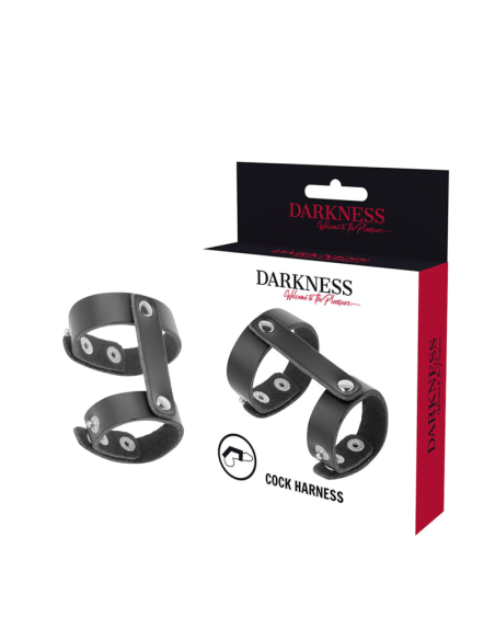DARKNESS - LEATHER ADJUSTABLE PENIS AND TESTICLE RING