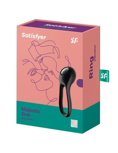 SATISFYER - MAJESTIC DUO ŽIEDINIS VIBRATORIUS JUODAS
