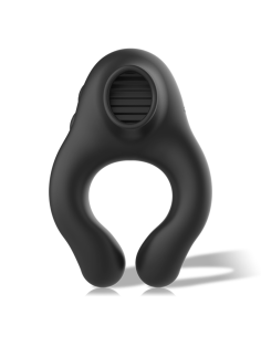 BLACKandSILVER - SILICONE VIBRATOR RING 3 MOTORS RECHARGEABLE BLACK