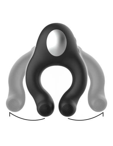 BLACKandSILVER - SILICONE VIBRATOR RING 3 MOTORS RECHARGEABLE BLACK