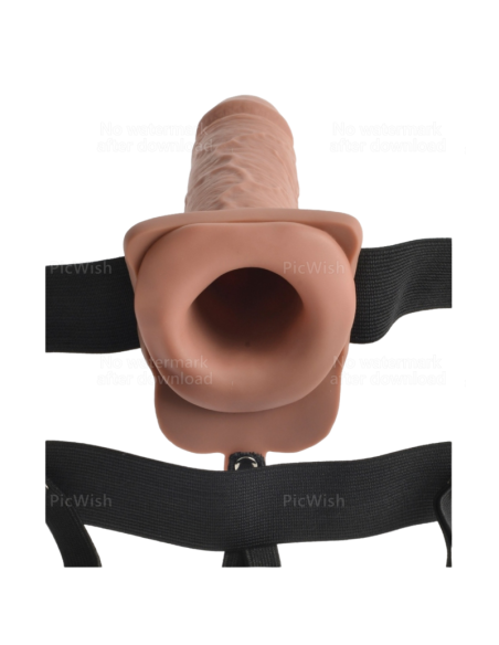 FETISH FANTASY SERIES - REGULIUOJAMAS DIRŽAS, REALISTIŠKAS ĮKRAUNAMASIS PENIS SU KAMUOLIUKAIS IR VIBRUOTU 17,8 CM