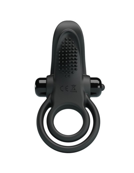 PRETTY LOVE - DOUBLE VIBRATING RING CLITORIS STIMULATOR 10 VIBRATIONS BLACK