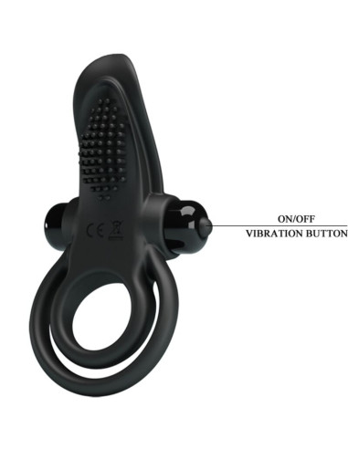 PRETTY LOVE - DOUBLE VIBRATING RING CLITORIS STIMULATOR 10 VIBRATIONS BLACK