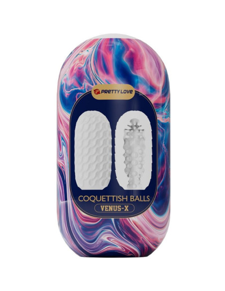 PRETTY LOVE - COQUETTISH BALLS SILICONE MALE MASTURBATOR WHITE