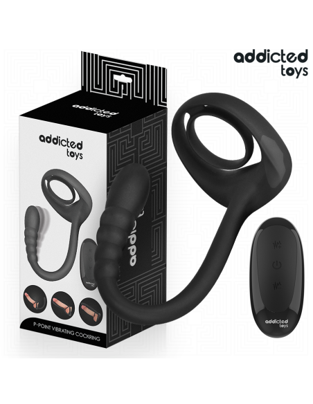ADDICTED TOYS - P-SPOT VIBRUOJANČIAS KOKO ŽIEDAS NUOTOLINIO VALDYMO PULTAS