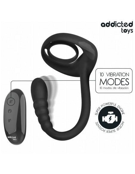 ADDICTED TOYS - P-SPOT VIBRUOJANČIAS KOKO ŽIEDAS NUOTOLINIO VALDYMO PULTAS