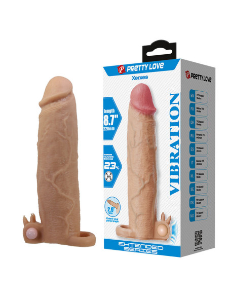 PRETTY LOVE - XERXES PENIS SLEEVE WITH CLITORAL STIMULATOR AND VIBRATION